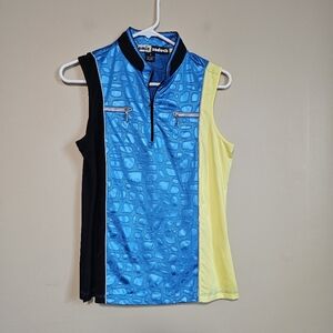 Jamie Sadock Golf Sleeveless Top Womens Medium Snakeskin Print Blue Multi Summer
